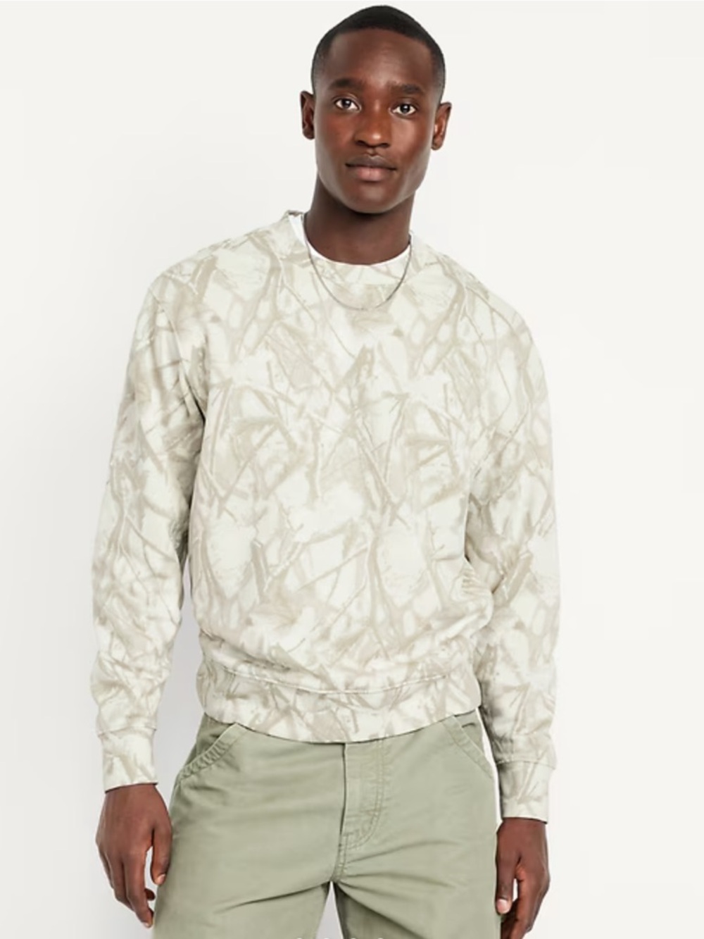 Old navy Mens Printed Crewneck Sweatshirt Large Oversized Loose Casual Cozy NWT